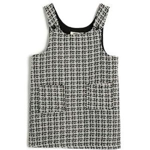 Koton Meisjesjurk met U-hals, mouwloos, zakdetail, Black Check (9c9), 5-6 jaar