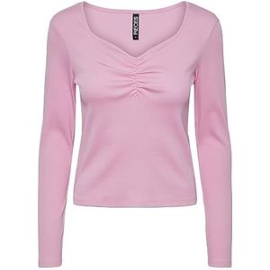 PIECES Pctania Ls Top Noos Bc shirt met lange mouwen voor dames, Begonia Pink, XL