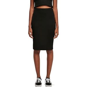 Urban Classics Dames Rib Knit Midi Rok Vrouwen Middellange Rok Zwart Basics, zwart, S