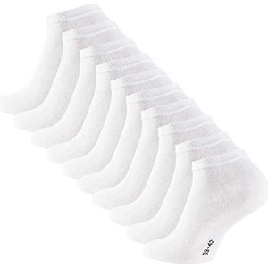 STARK SOUL 10 paar Essentials sneakersokken | katoen zwart wit grijs jeans blauw roze rood geel oranje bont | maat 35-50 | Oeko-Tex Standard 100, 10 paar - wit, 35/38 EU