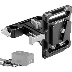 Neewer Mini V-Mount batterijplaat met 15 mm LWS-staafklemmen, 180° kantelbaar, opvouwbaar, L-vormige V-vergrendelingsplaat met snelsluiting, compatibel met SmallRig Shoulder Rig Sony FXLION NANO,