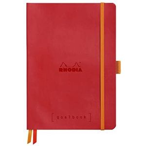 Rhodia 117773C notitieboekje Goalbook (DIN A5, 14,8 x 21 cm, geruit, praktisch en trendy, met zacht deksel, 90 g, ivoorkleurig papier, 120 vellen, elastiek, bladwijzer), 1 stuks, papapaver