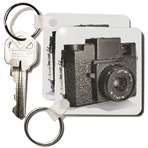 3dRose foto van een vintage plastic filmcamera - sleutelhangers, 2,25-inch, set van 2 sleutelhangers, 6 cm, varianten