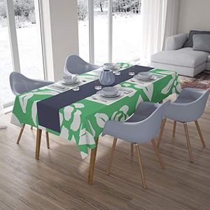 Bonamaison Tafelkleed, Anti-Mold, Sneldrogend, Waterdicht, 100% Polyester Tafellaken, Petroleum Groen, Wit, 140 x 200 Cm - Ontworpen en Vervaardigd in Turkije