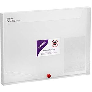 Snopake A4 25 mm BoxOffice - transparant [pak van 5] polypropyleen opbergdoos met visitekaarthouder [13733]