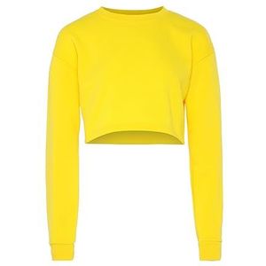 Kilata Damessweatshirt met lange mouwen, 100% polyester, ronde hals, geel, maat M, Geel, M