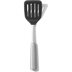 OXO Steel Siliconen Flexibele Spatel: Hittebestendige Antikras Spatel voor Anti-aanbak Pannen + Flexibele Kop voor Fragiele Voeding + Stevig Rvs Handvat (Ergonomische Kookspatel)