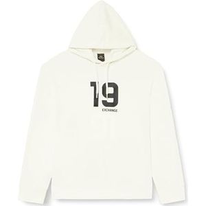 Armani Exchange Men's 1991 Big Logo, Hoodie, Hooded Sweatshirt, Off White, XL, off-white, XL