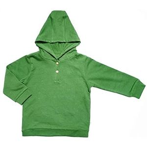 Leela Cotton Baby kinderen capuchonshirt pullover biologisch katoen capuchontrui 2024, bosgroen, 116