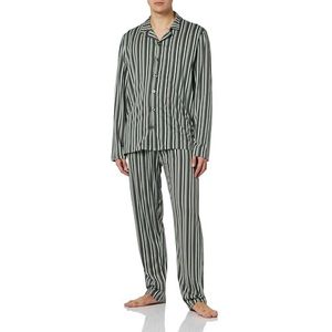 Dagi Heren overhemd met lange mouwen gestreepte katoenen modale pyjama pak pyjamaset, Rook, S