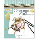 Avenue Mandarine - Ref GY077C - Coloriage Wild No. 3 - Kleurboek voor volwassenen met illustraties van Emmanuelle Colin - 20cm x 20cm, 28 vellen, 14 ontwerpen, 250gsm tekenpapier