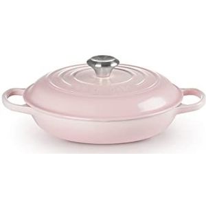 Le Creuset Signature geëmailleerde gietijzeren ondiepe braadpan, voor alle kookplaten en ovens, 26 cm, 2,2 liter, Shell Pink, 21180267774430