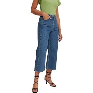 NA-KD Hoge taille Cropped Jeans, Mid Blauw, EU 42