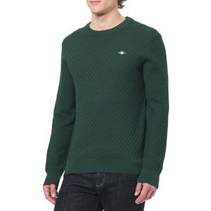 GANT Micro Textuur C-hals, Tartan Green, S