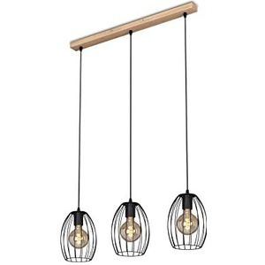 BRILONER - hanglamp hout, retro hanglamp, beam 3-lichts, E27 max. 60 watt, eetkamer lamp