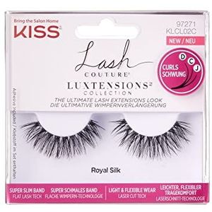 KISS Lash Couture LuXtensions Collection 1 paar valse wimpers, Royal Silk, lichte en flexibele Faux-Mink wimper met superslanke band inclusief wimperlijm