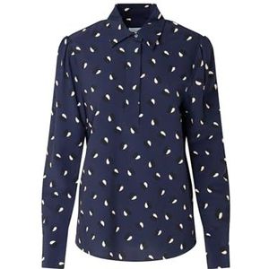 Seidensticker Damesblouse, modieuze blouse, regular fit, hemdblousekraag, lange mouwen, 100% viscose, blauw, 34