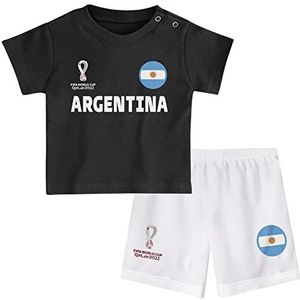 FIFA Unisex Kids Officiële Fifa World Cup 2022 Tee & Short Set - Argentinië - Away Country Tee & Shorts Set (pak van 1), Zwart/Wit, 6-9 Maanden