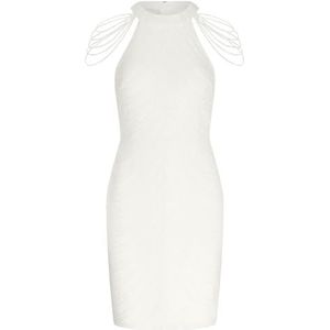 Apart korte paillettenjurk, all-over met pailletten geborduurd, Crème, 40