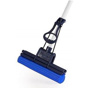 CleanAid OneTouch Easy Vloerdweil - Vloersponszwabber met telescopisch handvat, ingebouwde wringer en sterk absorberende PVA-spons - Vloerreinigingsmop voor keuken, badkamer en in huis