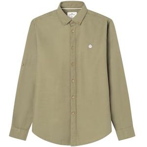 SPRINGFIELD Slub Structure Solid Herenhemd, licht kaki, XS