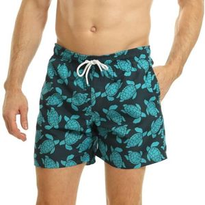 Ript Essentials Mannen sneldrogende UV 50 zon bescherming perzik afwerking zwemmen shorts stammen, marine/turquoise schildpadden, klein