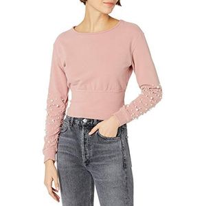 KENDALL + KYLIE Dames Pearl verfraaid sweatshirt met rug uitgesneden - Amazon Exclusive, Roze Zout, L