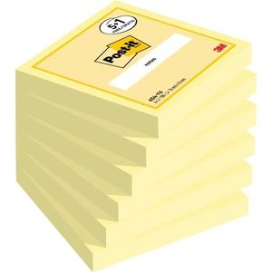 Post-it Notes Promotion 654Y6 Zelfklevende notitieblaadjes, 76 x 76 mm, 6 notitieblokken vierkant à 100 vellen in geel