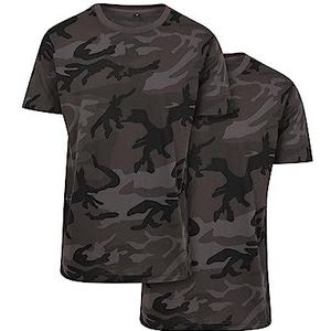 Build Your Brand Heren T-shirt Camo Round Neck Tee 2-Pack, Army T-shirts voor mannen, verpakking van 2 stuks, camouflage (dark camo), L
