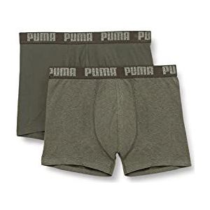 PUMA Basic boxershorts voor heren (set van 2), groen (green melange), XL