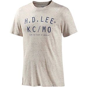 Lee Heren Gedrukt Ronde Kraag Korte Mouw-Shirt, Gebroken wit - Ecru (Bleu Dfbu), XL