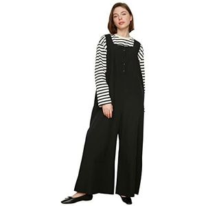 Trendyol Dames Bescheiden Wijde been Regelmatige Bescheiden Jumpsuits, Zwart, 68