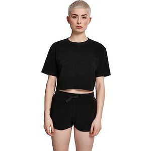 Urban Classics Dames T-shirt met korte handdoek voor dames, Zwart (zwart 00007), S