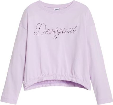 Desigual - Effen T-shirt - Katoen - Lange Mouwen - Strasslogo