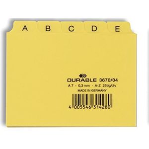 Durable 367004 Tabkaarten A-Z, A7 liggend formaat, 1 set, geel