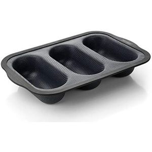 Zenker 43574 minibaguette-vorm 28 x 26 cm, hoogwaardige met glasvezel versterkte siliconen bakvorm met vaste nylon rand, baguette vorm met uitstekende anti-aanbakeigenschappen voor thuis (kleur: Zwart)