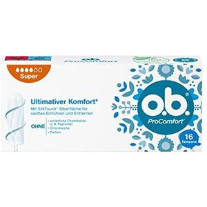 o.b. ProComfort Super Plus (96 stuks), tampons voor zeer sterke dagen, SilkTouch-oppervlak en Dynamic Fit-technologie voor meer comfort en betrouwbare bescherming tijdens de menstruatie
