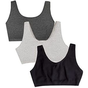 Fruit of the Loom Opgebouwde sportbeha in tankstijl voor dames, Zwart/Heather Grijs/Houtskool, 44 Plus