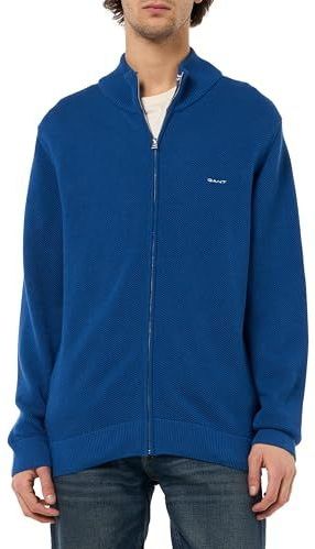 GANT KATOEN PIQUE ZIP CARDIGAN, Rich Blue., S