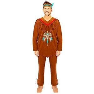 Amscan 9907082 volwassen mens inheemse Amerikaanse fancy dress kostuum grootte groot, bruin