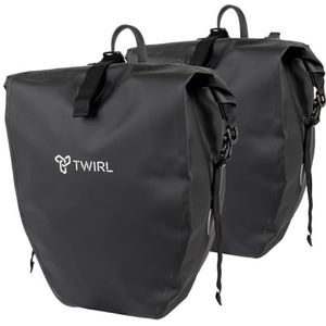 TWIRL Fietstas voor DOUBLE bagagedrager, 2x 22 liter, met handvat, schouderband en klein uitneembaar binnenvak, bagagedragertas, fietsachtertas, zwart