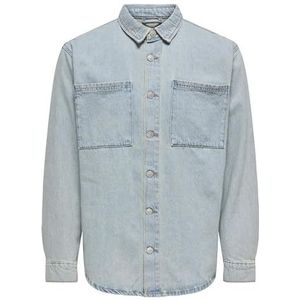 ONLY & SONS Heren Onsalp Box Azg DNM Jacket, Light Blue Denim, L, blauw (light blue denim), L