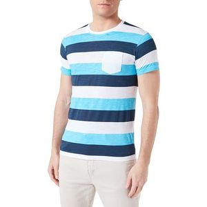 HOPENLIFE Vanitas T-shirt, heren, korte mouwen, gestreept, turquoise-marineblauw, S, turquoise-marineblauw, S