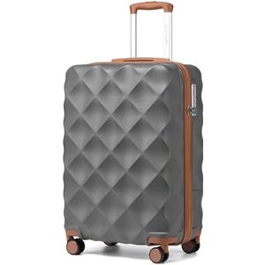 British Traveller 50,8 cm kleine koffer, duurzame ABS+PC harde schaal, bagage, lichtgewicht cabinekoffer met 4 wielen TSA-slot, YKK-ritssluiting (grijsbruin), Grijs Bruin, S(20inch), Bagage met harde