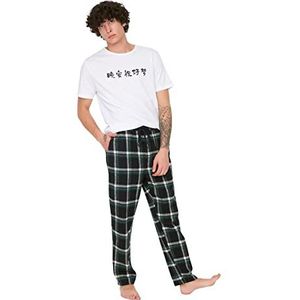 Trendyol Man normale taille wijde pijpen normale pyjamabroek, Meerkleurig, M