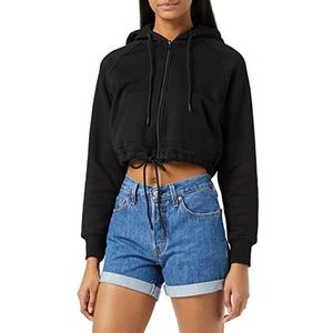 Urban Classics Damesjas, oversized korte Raglan Zip Hoody met capuchon, zwart (Black 00007), XL