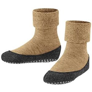 FALKE Unisex Kids Cosyshoe Slipper Sokken Merino Wol Blauw Grijs Meer Kleuren Dikke Warme Effen Met Gedrukt Siliconen Nubs Op Zolen Voor Een Verbeterde Grip 1 Paar, Beige Woestijn 4710, 5 UK