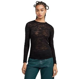 G-Star RAW Fine Lace AOP Slim Regular Tee Long Sleeve, meerkleurig (Dk Black Lace Wave D25863-2757-g900), L