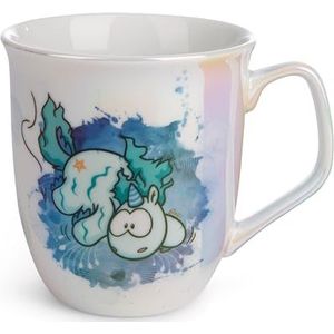 Porseleinen mok Eenhoorn Aquario 360 ml 10x9 cm blauw - Theekop Koffiekop met handvat voor koude en warme dranken - Geweldig cadeau-idee