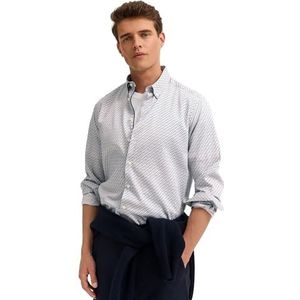 Bugatti - Overhemd - Lichtblauw - Lange Mouwen - Easycare met Kleine Print
